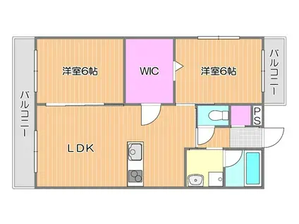 N・O桜と道(2LDK/3階)の間取り写真