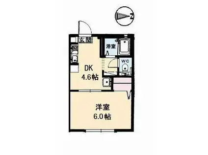 ピュアメゾン A棟(1DK/2階)の間取り写真