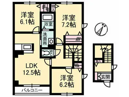 メゾン・ジャスミン(3LDK/2階)の間取り写真