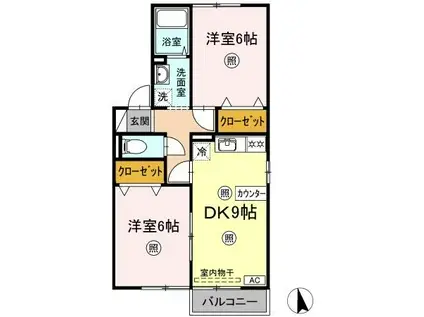 第3関ニューバリヤ(2DK/2階)の間取り写真