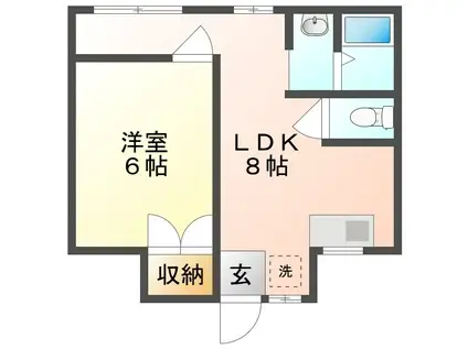 レジデンス伊島A棟(1LDK/1階)の間取り写真