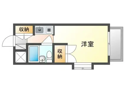 岡山電軌清輝橋線 東中央町駅 徒歩13分 5階建 築37年(1K/4階)の間取り写真
