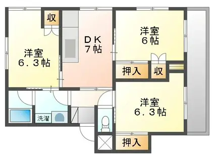 ルネ津島(3DK/3階)の間取り写真