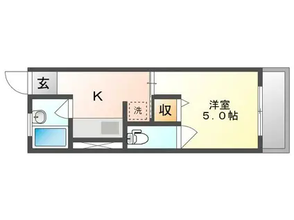 ハイツユタカ(1K/2階)の間取り写真
