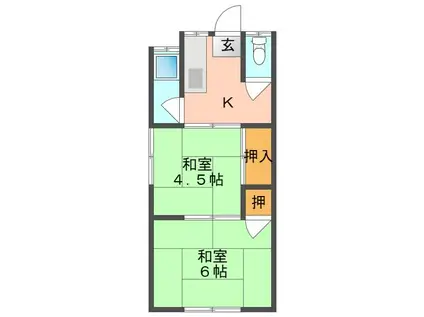 ことぶき荘A B C棟(2K/2階)の間取り写真