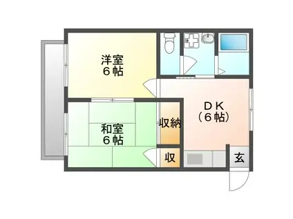 メゾンひかりⅡ(2DK/2階)の間取り写真