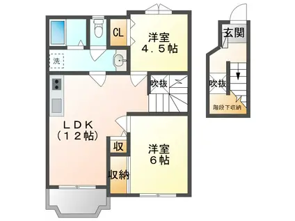 イーストグリーン(2LDK/2階)の間取り写真