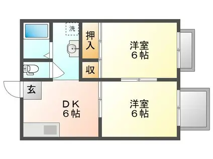 シャンポール中川(2DK/2階)の間取り写真