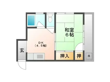 金光コーポ(1DK/2階)の間取り写真