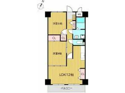 ガーデングラス桑野(2LDK/2階)の間取り写真