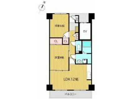 ガーデングラス桑野(2LDK/6階)の間取り写真