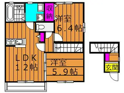 シュテルン(2LDK/2階)の間取り写真