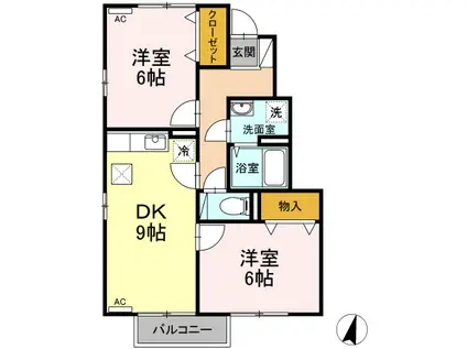 エスポワールえなみA棟(2DK/1階)の間取り写真