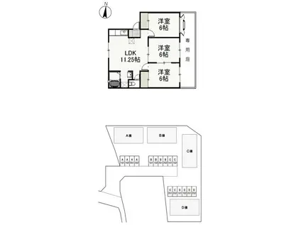 シティークレスト C棟(3LDK/1階)の間取り写真