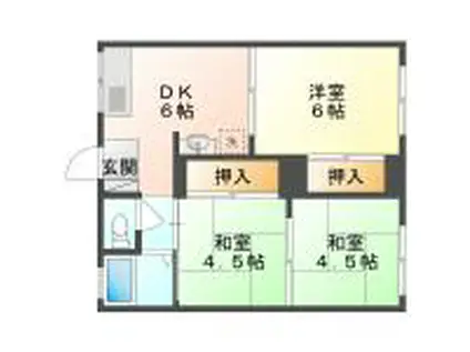 臼井コーポ(3DK/2階)の間取り写真