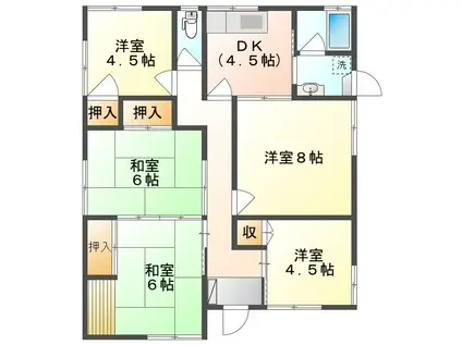 宇野線 宇野駅 バス乗車時間：16分 日比（岡山県）バス停で下車 徒歩10分 1階建 築50年(5DK)の間取り写真