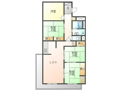 両備ハイコーポ(4LDK/5階)の間取り写真