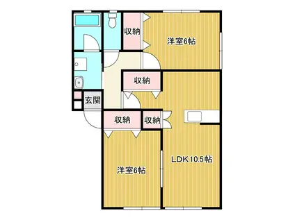 カーサフェリーチェ(2LDK/2階)の間取り写真