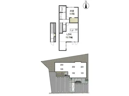 GRATIA(1LDK/2階)の間取り写真