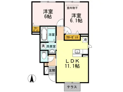 マイ ローズコートⅡ(2LDK/1階)の間取り写真