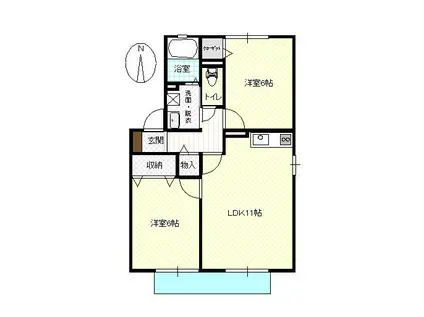 カルムM A棟(2LDK/2階)の間取り写真