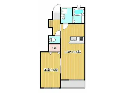 プティーシュシュ雄町(1LDK/1階)の間取り写真