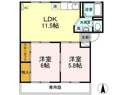 シートピア(2LDK/1階)の間取り写真