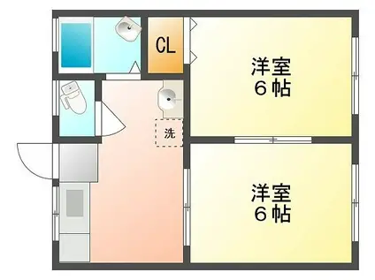スカイハイツ A(2DK/2階)の間取り写真