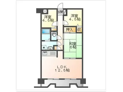 清水マンション(3LDK/4階)の間取り写真