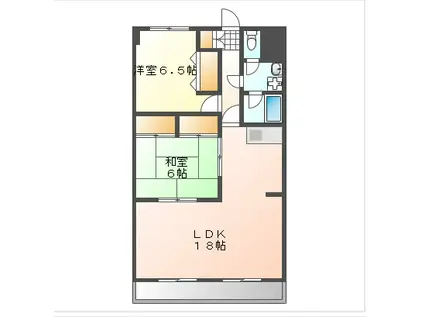 コスモハイツ関(2LDK/8階)の間取り写真