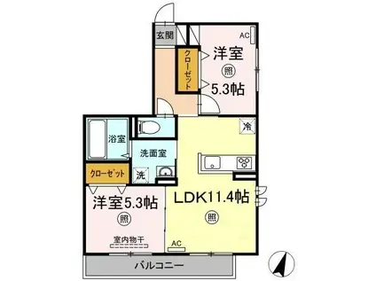 パルティール(2LDK/3階)の間取り写真