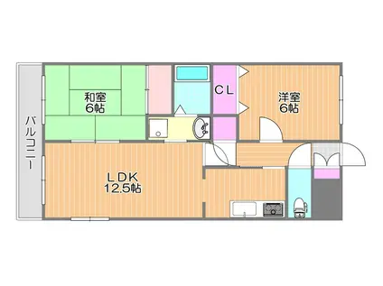 パラッツォ操明(2LDK/1階)の間取り写真