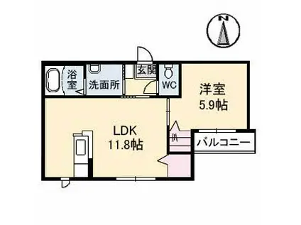 サンブリエ(1LDK/2階)の間取り写真