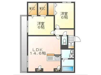 GRAND VERT SHIMIZU(2LDK/2階)の間取り写真