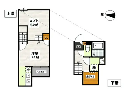 ADC高島駅南GLEE(1K/2階)の間取り写真