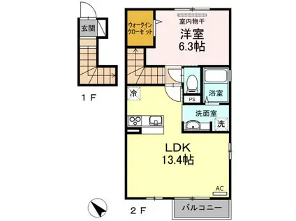 コーポ レーヴ(1LDK/2階)の間取り写真