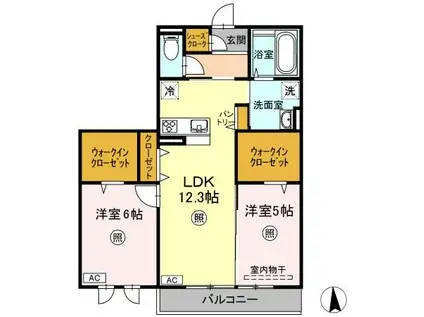 メゾンドソレイユ(2LDK/3階)の間取り写真