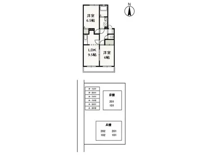 エトワール中井A(2LDK/1階)の間取り写真