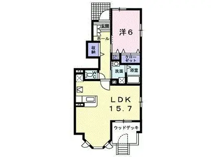 ウィンクルA(1LDK/1階)の間取り写真