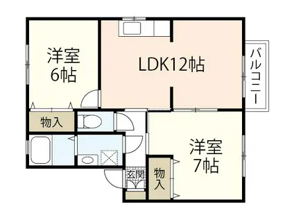パトリア山崎(2LDK/2階)の間取り写真