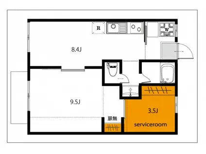 マンションフラワー(1SLDK/2階)の間取り写真