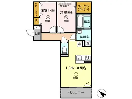 リバーサイド江並(2LDK/2階)の間取り写真