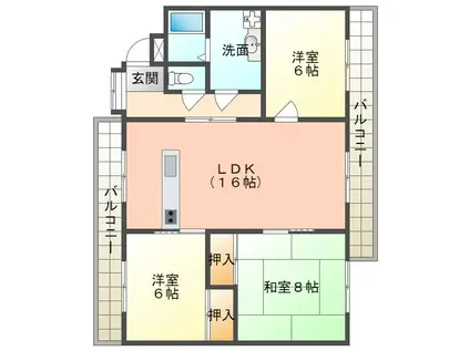 フローラ・2(3LDK/2階)の間取り写真