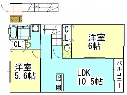 ファインⅡ(2LDK/2階)の間取り写真