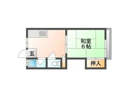 第1長徳荘(1K/2階)の間取り写真