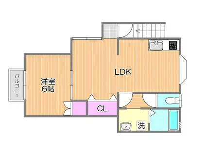 メゾン桜4号棟(1LDK/2階)の間取り写真