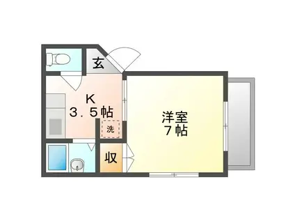 メゾンエリ(1K/1階)の間取り写真