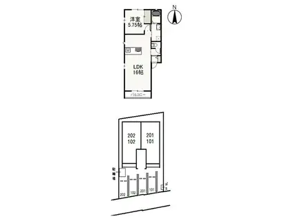 サニーホーム(1LDK/2階)の間取り写真