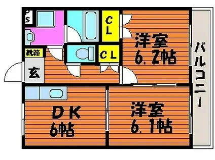 マンション 寿(2K/4階)の間取り写真