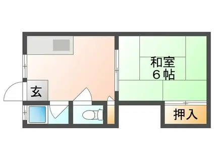 第1長徳荘(1K/1階)の間取り写真